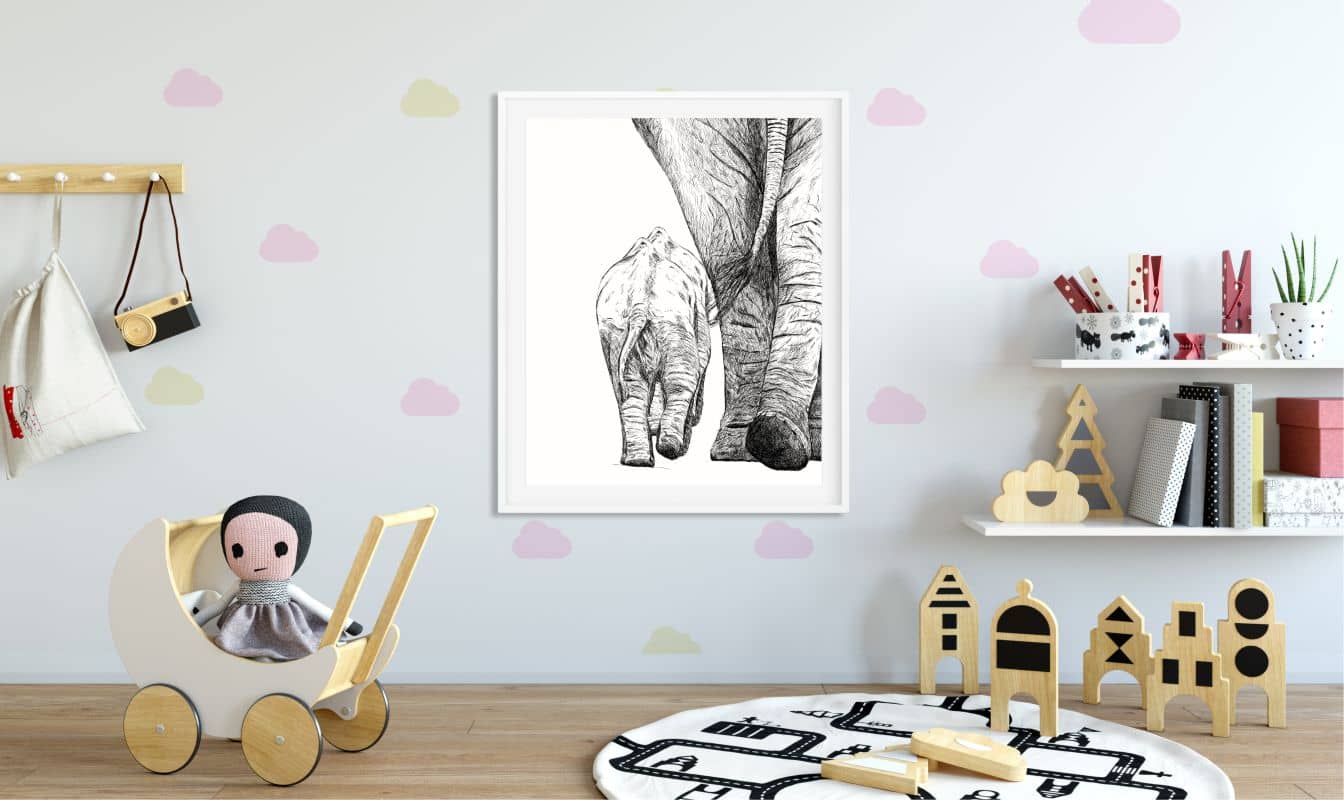 Elefantmor med unge