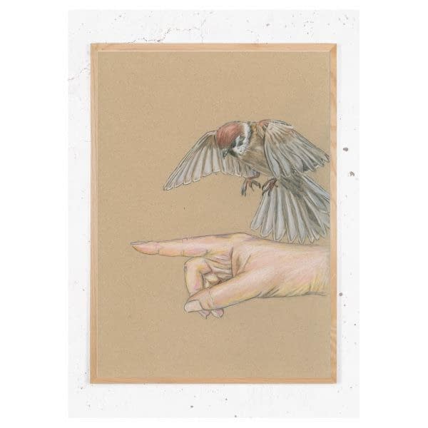 Plakat med én fugl i hånden- Spurv
